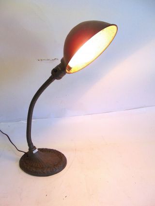 Vintage Desk Lamp Bronze Goose Neck Good S4890