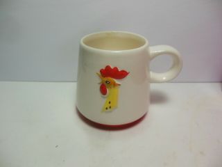Vintage 1960 Holt Howard Tapered 3d Rooster Coffee Mug Cup White Red Chicken