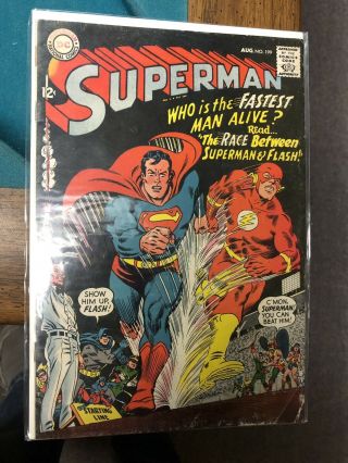 Dc Comics August 1967 Superman 199 1st Vs Flash Race Classic Silver Age