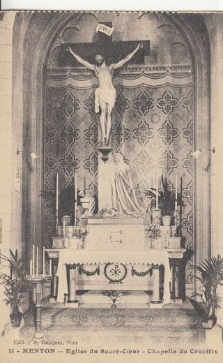 Carte Postale Ancienne Old Postcard Menton église Sacré - Coeur Chapelle écri 1931