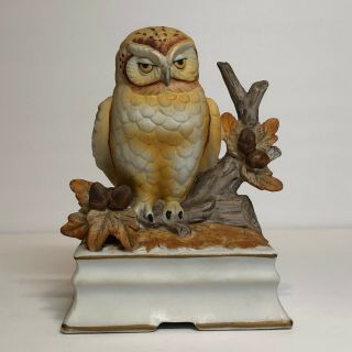 Vtg Towle Fine Porcelain Music Box Musical Owl Figurine Windup Made Japan