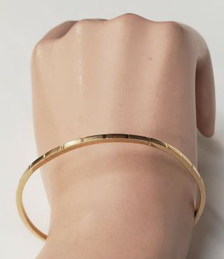 Vintage 14k Yellow Textured Gold Slide Bar Bangle Bracelet 3.  5 Grams
