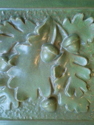 Decorative MISSION ARTS & CRAFTS Style Ceramic TILE Signed FREY Oak Leaf & Acorn 2