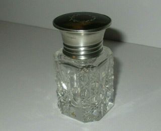Vintage English Cut Glass Enamel Sterling Silver Perfume Scent Bottle London