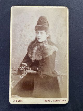 Victorian Carte De Visite Cdv: Girl Well Dressed Winter Clothes: Dunn: Hemel