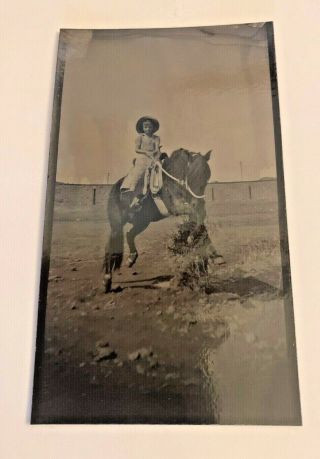 Vintage Daguerreotype? Photo Child On Jumping Horse Fabulous