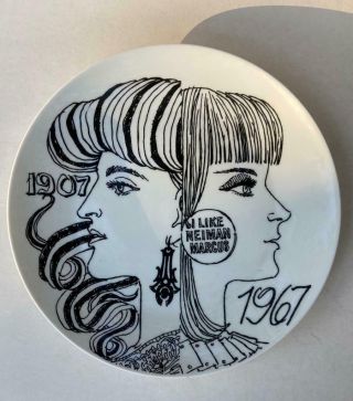 Vintage 1967 Italian Fornasetti Neiman Texas 60th Anniversary Porcelain Plate