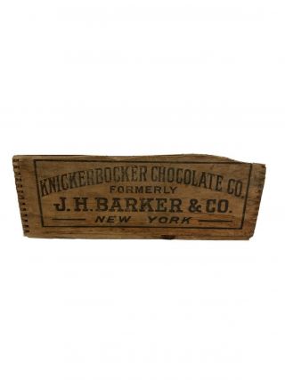 Knickerbocker Chocolate Co York Antique Vtg Wooden Box 9 X 7