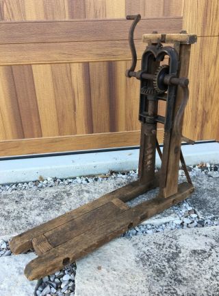Antique Barn Beam Boring Timber Framing Tool Drill Press Vintage Auger Wood