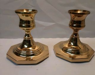 Pair Baldwin Brass 3 " Candlesticks Holder - - Vtg - Polished Brass