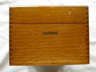 6 X 5 Vintage Shaw Walker Dovetailed Oak Wood Recipe Box 4 X 6 Cards W/ Recipes