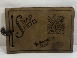 Vintage Yellowstone Park & The Grand Canyon Leather Snap Shot Photo Album 1940 