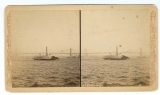 B5015 Scarce Brooklyn Bridge Ny & Somerset Ferry Boat By J.  S.  Johnston