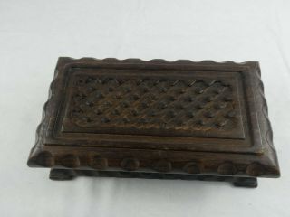 Antique Vintage Hand Carved Solid Wood Black Forest Trinket Box