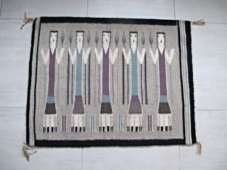 Vintage hand woven wool Navajo Yei rug 2