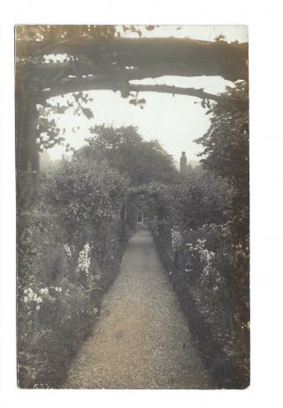 Vintage Rp Postcard View Along An English Country Garden Path Pmk Stevenage 1915