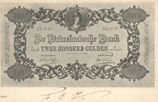 1902 Vintage Netherlands 200 Gulden Banknote Postcard 1c Early Issue Stamp