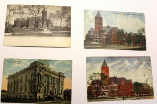 4 Vintage Postcards Terre Haute 3 State Normal School,  1 State Normal Library