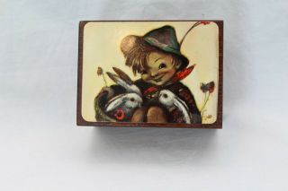 Reuge Swiss Wood Music Box W/ Hummel Picture Plays Edelweiss