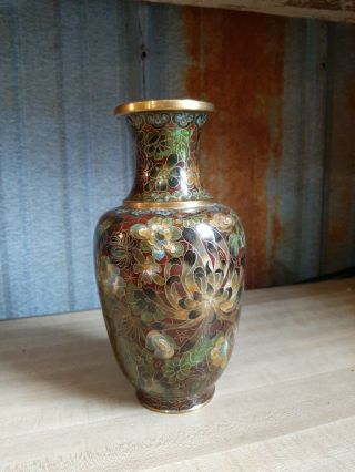 Brass And Enamel Cloisonne Vase ? People’s Republic Of China W/ Label