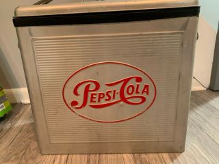 RARE Vintage 1950 ' s Pepsi Cola Aluminum Cooler Ice Chest Pepsi Collector Metal 2