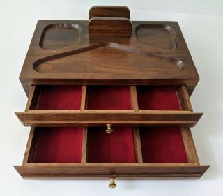 Vintage Wooden Jewelry Box With Drawers And Top Holder For Phone Charging