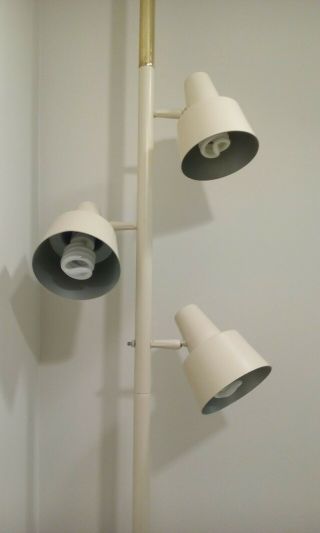 Vintage Mid Century Modern 3 Light Floor Tension Pole Lamp 8 Ft Ceiling Ivory