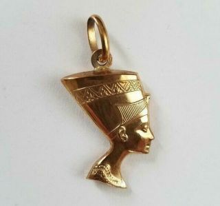 Vintage Nefertiti Pendant 18k Gold Face 2.  4 Grams