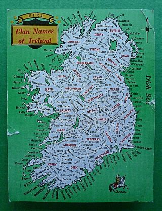 Vintage 4.  5  X 6  Map - Postcard  Eire - Clan Names Of Ireland  Dublin,  Ireland