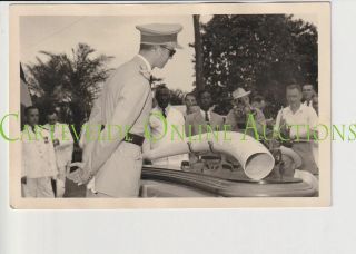 Old Postcard Congo Belge King Baldwin Inspecting An Tusk Elephant Tooth