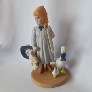 Jan Hagara Porcelain Figurine Adell 1989 Signed Victorian Girl Geese Vintage