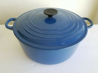 Le Creuset G Blue Round Dutch Oven Stock Soup Pot 7.  25 Qt Large Vintage France