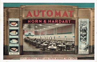 Vintage Horn & Hardart Automat York City Postcard 1941 Postmark