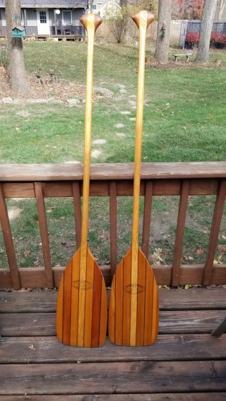 (2) Vintage Mccann Canoe Paddles Oars Wood Paddles