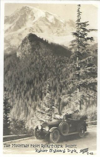 Vintage Real Photo Postcard Rppc Washington Mt Rainier Ricksecker Point Banapar