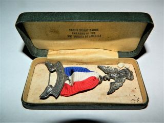 Vintage Sterling Silver Marked Boy Scout Eagle Scout Badge Award With Case