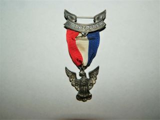 VINTAGE STERLING SILVER MARKED BOY SCOUT EAGLE SCOUT BADGE AWARD WITH CASE 3