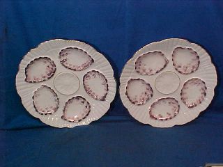 2 - 19thc Victorian Era Porcelain Oyster Plates