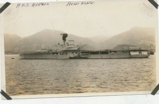 D4709 Early Snapshot Photograph Hong Kong China Hms Hernes Battleship