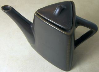 Art Deco Style Triangular Teapot Tea Pot Triangle Brown Stoneware By Designpac