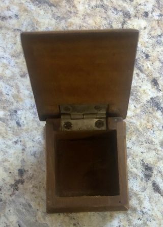 Antique Birds Eye Maple Wood Hinged Stamp Box Treen Small Hand Made Miniature 2