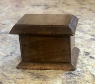 Antique Birds Eye Maple Wood Hinged Stamp Box Treen Small Hand Made Miniature 3