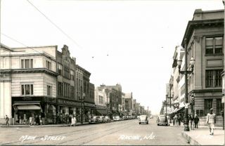 Vintage Rppc Postcard Racine Wisconsin " Main Street " Rosalind Russell Movie