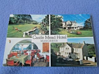 Wales Castle Mead Hotel Manorbier 1986 Old Postcard