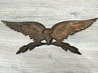 Vintage Heavy Cast Metal Eagle Wall Hanging 15 - 1/2 " Brass / Copper?