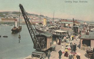 R Channel Islands Old Picture Postcard Landing Stage Guernsey