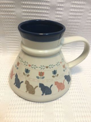 Cats/tulips/hearts - Folk Art - Non - Skid/no Spill/wide Bottom Ceramic Travel Mug