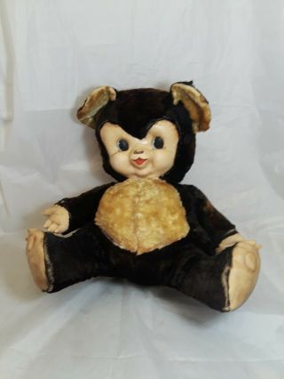 Vintage Rushton Rubber Face Tubby Panda Bear Plush 17 " Tall