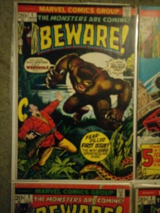 BEWARE Issues 1,  2,  3,  4,  (Marvel,  1972) The Monsters Are Coming 2