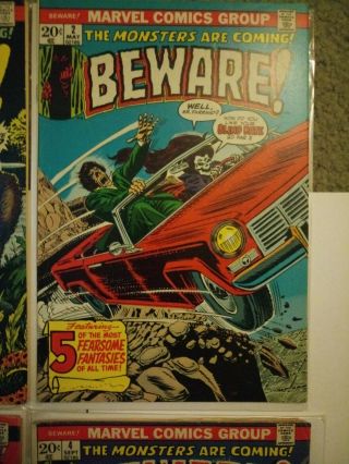 BEWARE Issues 1,  2,  3,  4,  (Marvel,  1972) The Monsters Are Coming 3